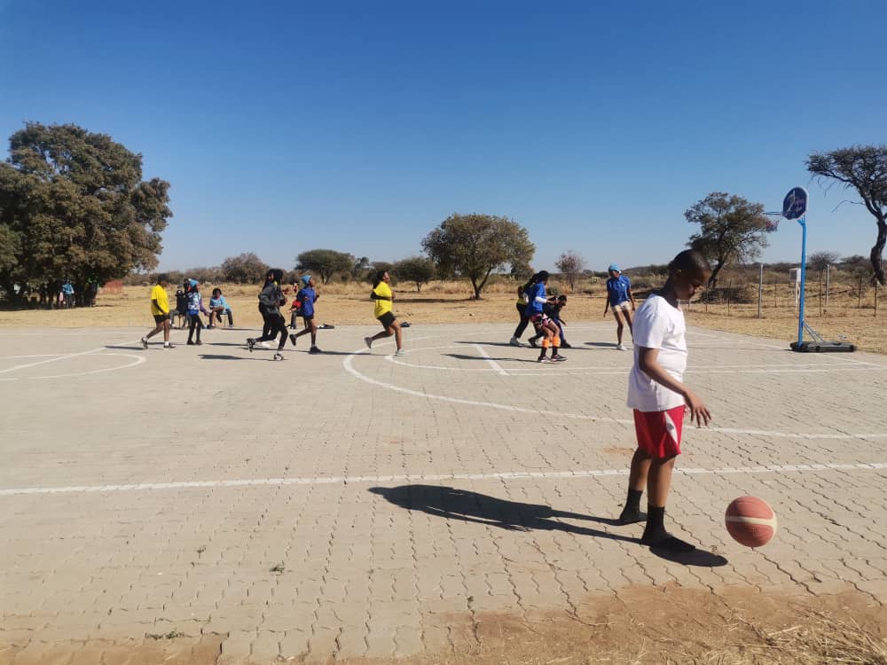 Basketball team during a game